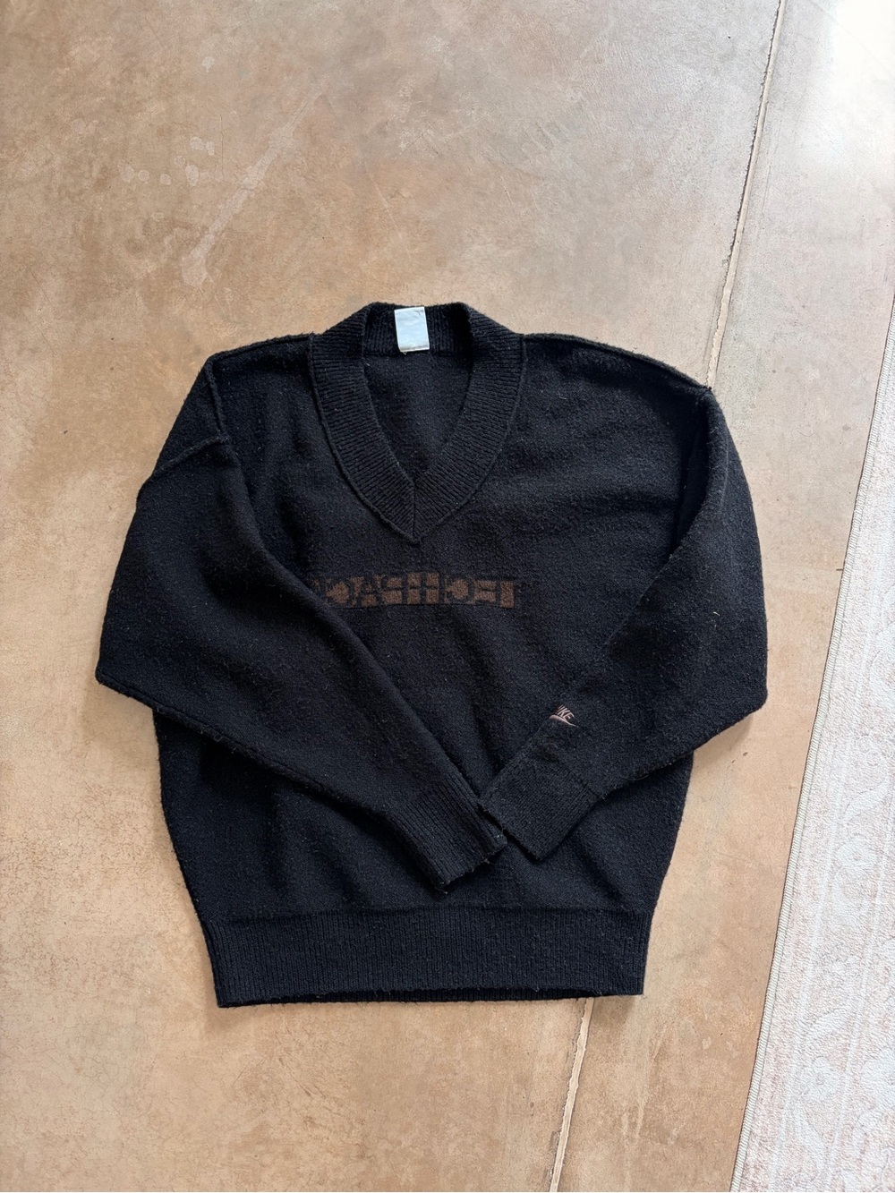 Men's V-neck black Nike Sportswear Tech Pack Knit Sweater Size medium